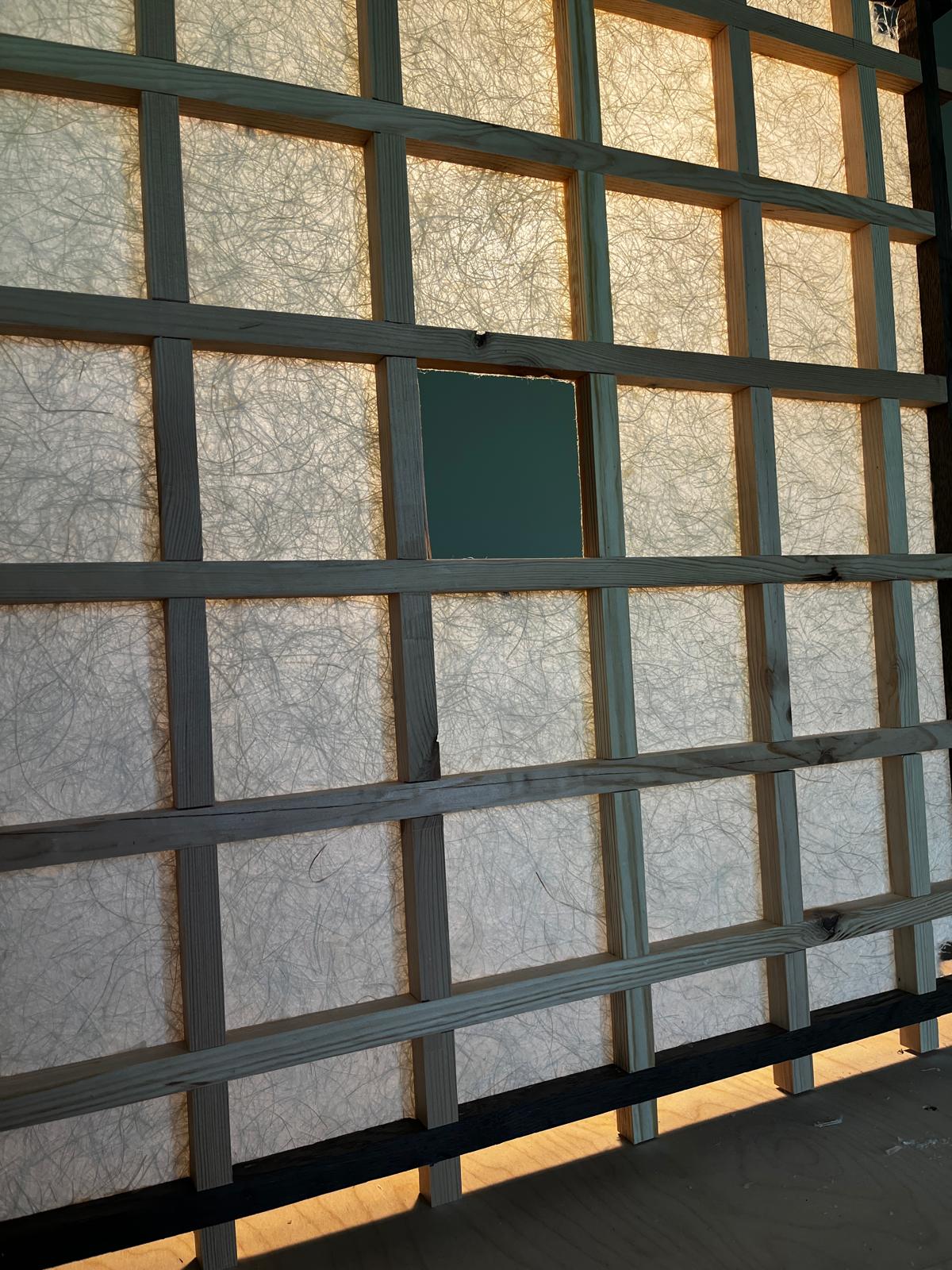 GROWTH translucent screen revealing its layered natural fibres